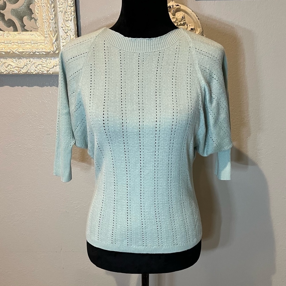 Light Blue Knit Merino Wool Top